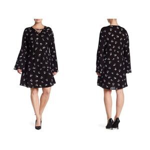 Glamorous Lace-up Long Bell Sleeve Mini Dress 16